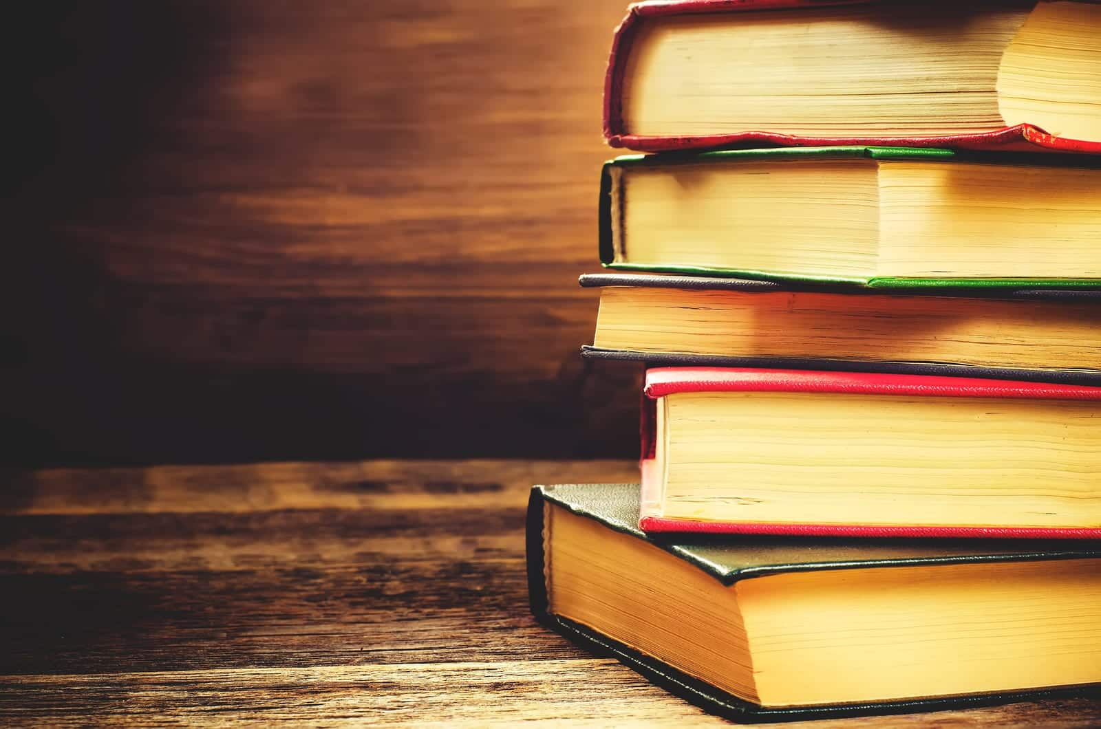 Stack of books on a table